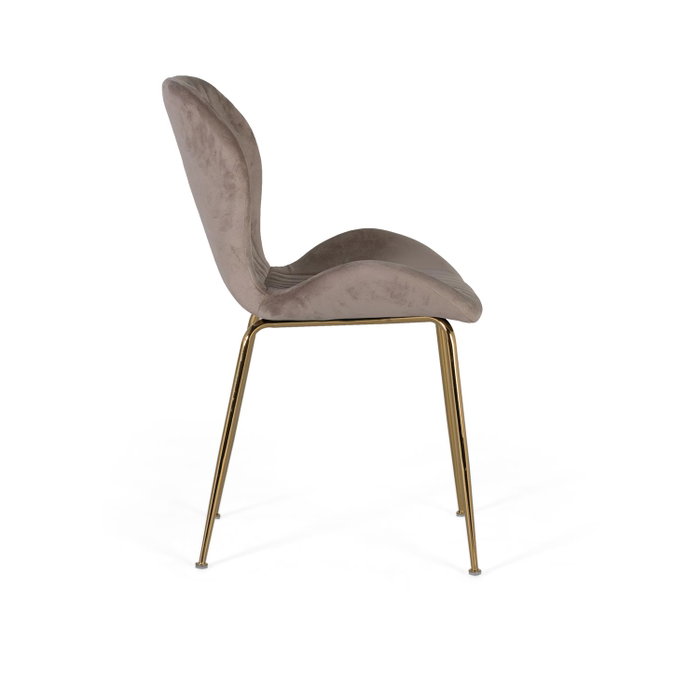 GINER Y COLOMER - Lot de 4 chaises design avec assise en velours gris clair et structure en acier aux finitions dorées - Confortable et élégant - Nécessite un assemblage